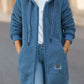 Long teddy coat with hood and fleece lining