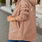Long teddy coat with hood and fleece lining