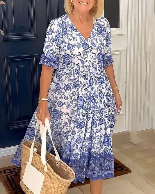 🌸Spring Sale 60% OF👗FV-neck cozy Bohemian Latest Style Dress