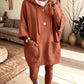 Cozy Oversized Front Pockets Hooded Sweatshirt Dress
