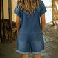 Women's Casual Cotton Denim Jumpsuit Shorts