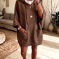 Cozy Oversized Front Pockets Hooded Sweatshirt Dress