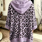 Comfortable And Casual Leopard-print Knitted Hoodie