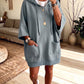 Cozy Oversized Front Pockets Hooded Sweatshirt Dress