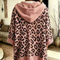 Comfortable And Casual Leopard-print Knitted Hoodie