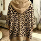 Comfortable And Casual Leopard-print Knitted Hoodie