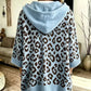 Comfortable And Casual Leopard-print Knitted Hoodie