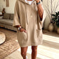 Cozy Oversized Front Pockets Hooded Sweatshirt Dress