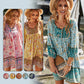 Boho Floral Print Dress - Tassel Tie Neck & 3/4 Long Sleeve
