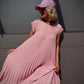 Sleeveless pleated simple solid color dress