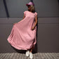 Sleeveless pleated simple solid color dress