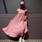 Sleeveless pleated simple solid color dress