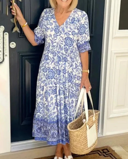🌸Spring Sale 60% OF👗FV-neck cozy Bohemian Latest Style Dress