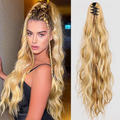 Realistic Curly Wig High Ponytail With Grip Clip