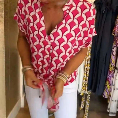 💖Short-Sleeved V-Neck Printed Casual Top