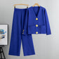 🔥Gold Button Knit Cardigan Sweater Wide Leg Pants Set