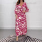 🌸Spring Specials💐 V-Neck Zebra Stripe Waistline 3/4 Sleeve Dress