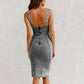 🌸Summer specials🌸 Adjustable strap U-neck split denim bodycon cami dress