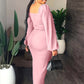 Long Sleeve Square Neck Slit Maxi Dresses