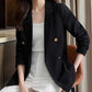Metal Button Solid Color Casual Blazer with Pockets