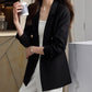 Metal Button Solid Color Casual Blazer with Pockets