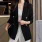 Metal Button Solid Color Casual Blazer with Pockets