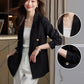 Metal Button Solid Color Casual Blazer with Pockets