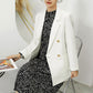 Metal Button Solid Color Casual Blazer with Pockets