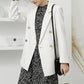 Metal Button Solid Color Casual Blazer with Pockets