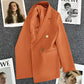 Metal Button Solid Color Casual Blazer with Pockets