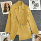 Metal Button Solid Color Casual Blazer with Pockets