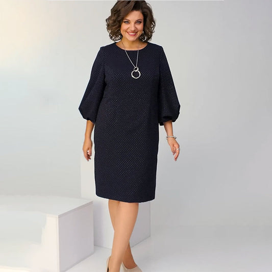 Women's Loose Polka Dot Round Neck Dress