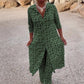 Print Button-Down Shirt & Pants 2-Piece Set