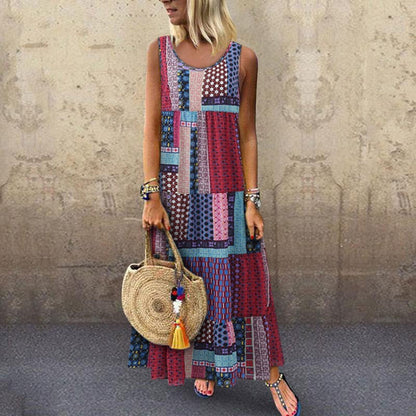 🔥Hot Sale🔥Ladies Summer Ethnic Print Casual Sling Dress