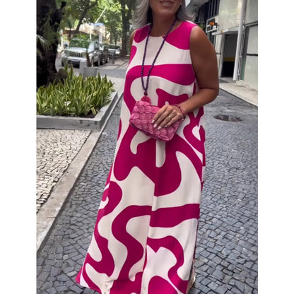 🔥Last Day Special Sale 49% OFF💃Round Neck Printed Sleeveless Casual Fashion Dresses