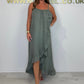 Women's Spaghetti Strap Dress with Asymmetrical Hem