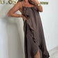Women's Spaghetti Strap Dress with Asymmetrical Hem