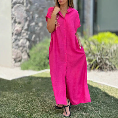⏳ Limited time 50% off! 💥Women's Casual Button-Down Loose Side-Split Shirt Dress