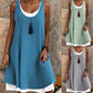 Women's Casual Loose Sleeveless Fake Two Piece Tank Dresses