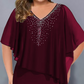 🎉50% OFF👗Rhinestone V-Neck Cape Dress with Chiffon Overlay