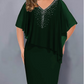 🎉50% OFF👗Rhinestone V-Neck Cape Dress with Chiffon Overlay