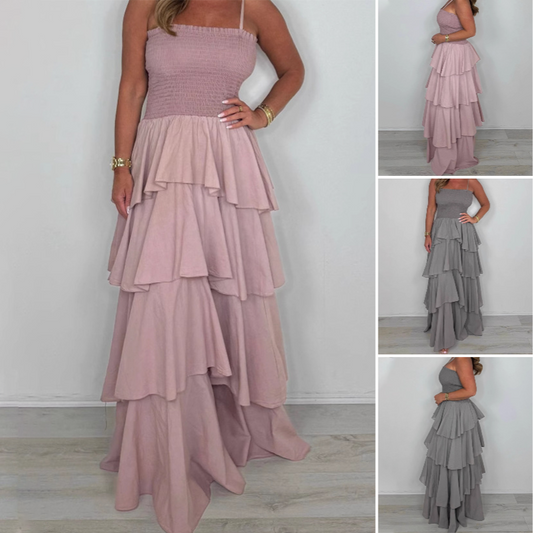 ✨2025 New Arrivals ✨Strap Smocked Layered Bottom Maxi Dress