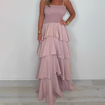 ✨2025 New Arrivals ✨Strap Smocked Layered Bottom Maxi Dress