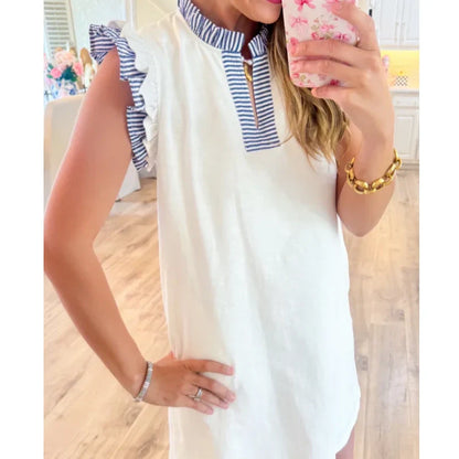 Color Block Ruffle Midi Dress