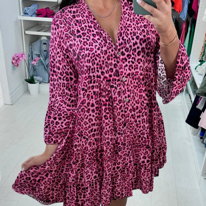 Women’s Trendy V-Neck Leopard Print Dress