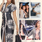 Deep V Neck Printed Bodycon Maxi Dress
