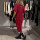 Women's Stylish V-Neck Glitter Midi Dress