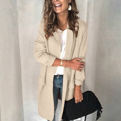 Casual Solid Color Lapel Open Front Suit Jacket