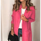 Casual Solid Color Lapel Open Front Suit Jacket