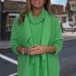 Women's Solid Long Sleeve Tops with Scarf
